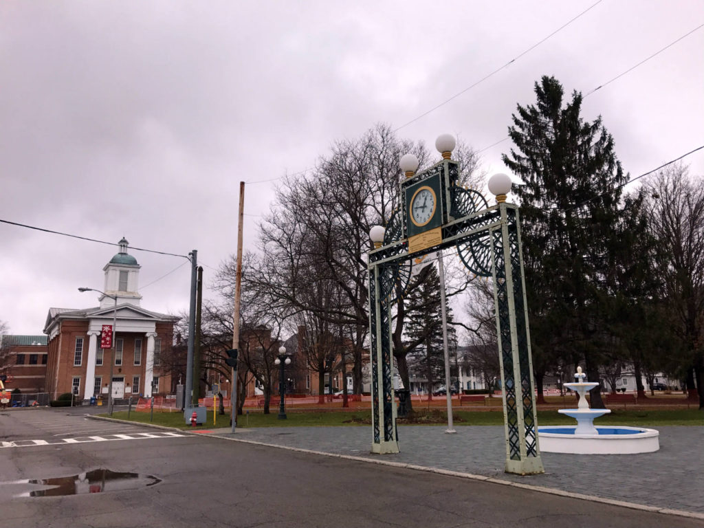 Clock and Post Office in Bath, New York