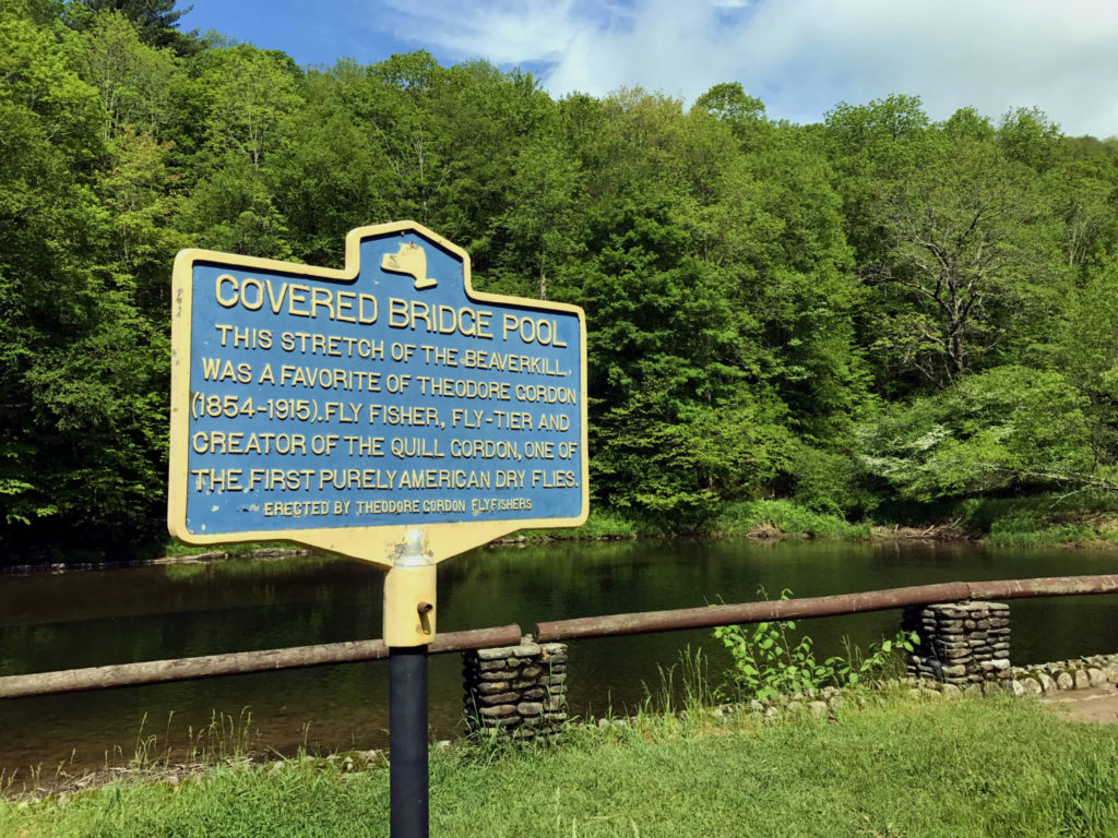 Covered Bridge Pool Historical Marker in Roscoe, New York