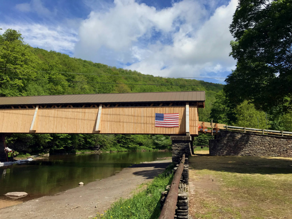 The Beaverkill Covered Bridge in Roscoe, New York in Sullivan County