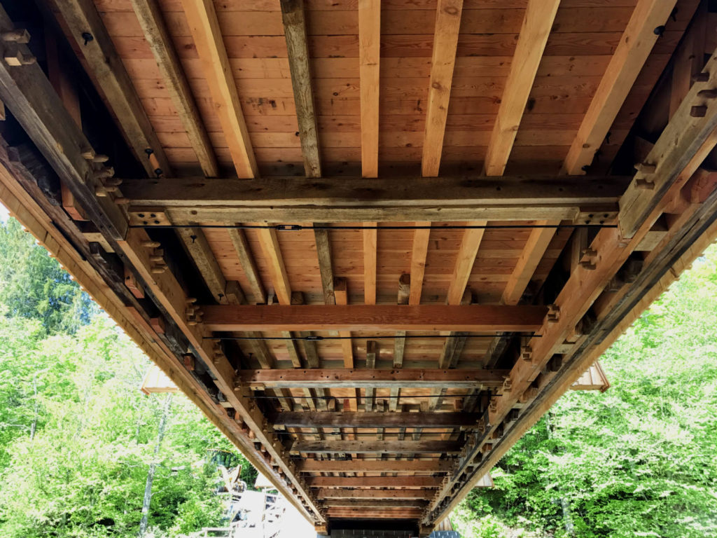 Underneath the Beaverkill Covered Bridge in Roscoe, New York