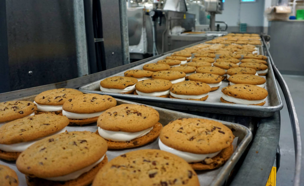 Trays of Cookiewichs at Byrne Dairy Ice Cream Center in Syracuse, New York