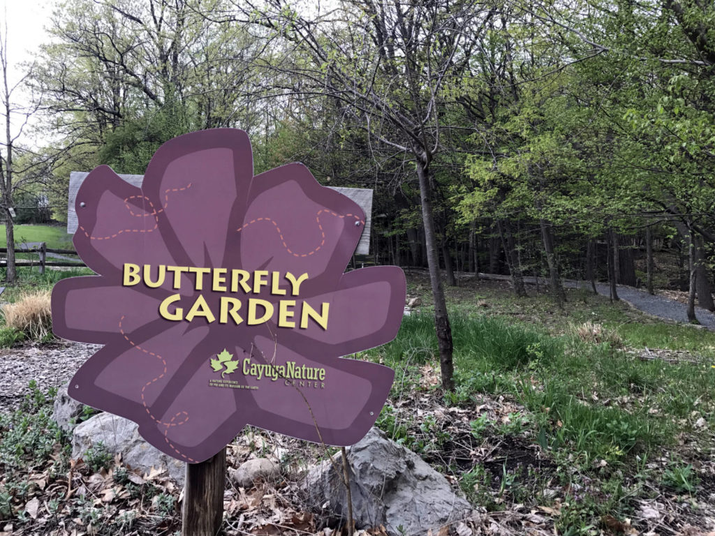 Butterfly Garden Sign at the Cayuga Nature Center in Ithaca, New York