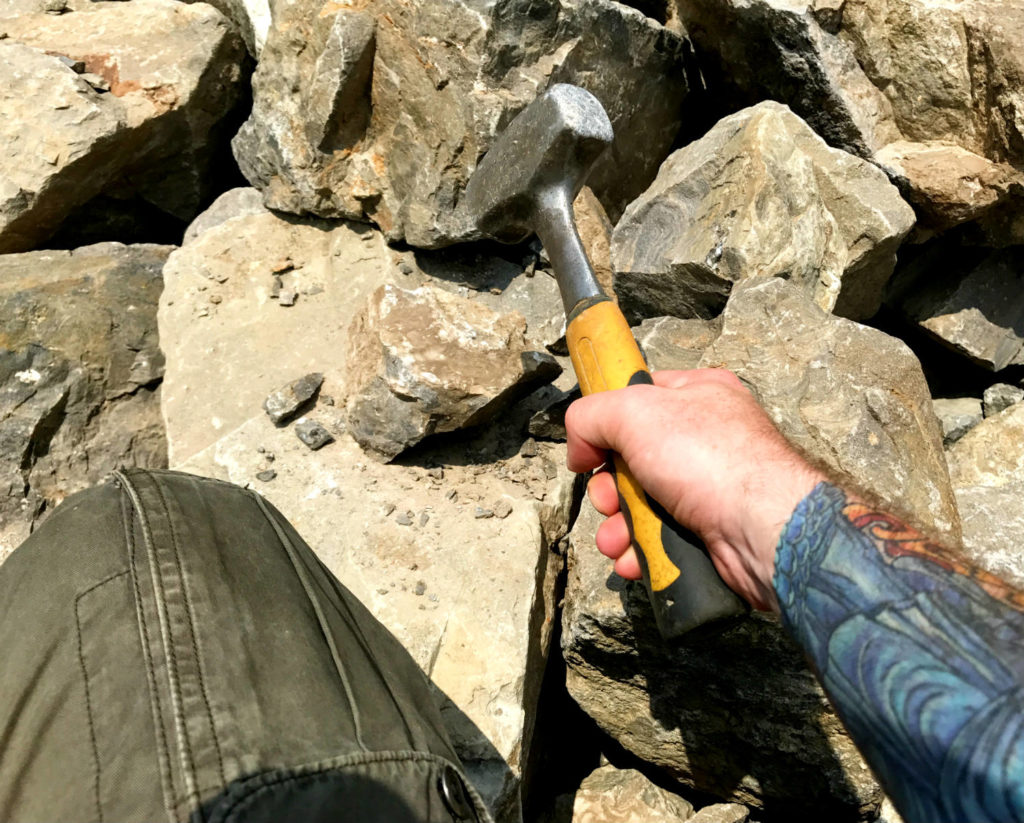 Hammer and Dolomite at the Herkimer Diamond Mines in Herkimer, New York