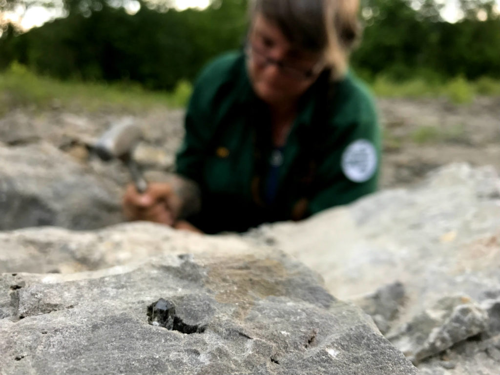 TeeJay Dill and a Herkimer Diamond at the Herkimer Diamond Mines in Herkimer, New York