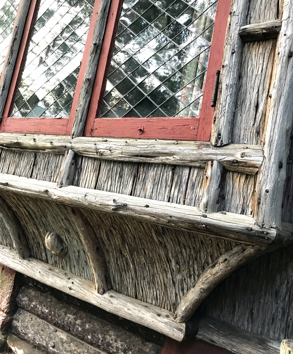 WIndow Detail at the Lodge in Camp Pine Knot in the Adirondacks