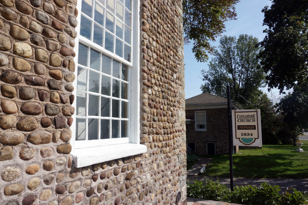 Sign at The Cobblestone Universalist Church in Childs, New York