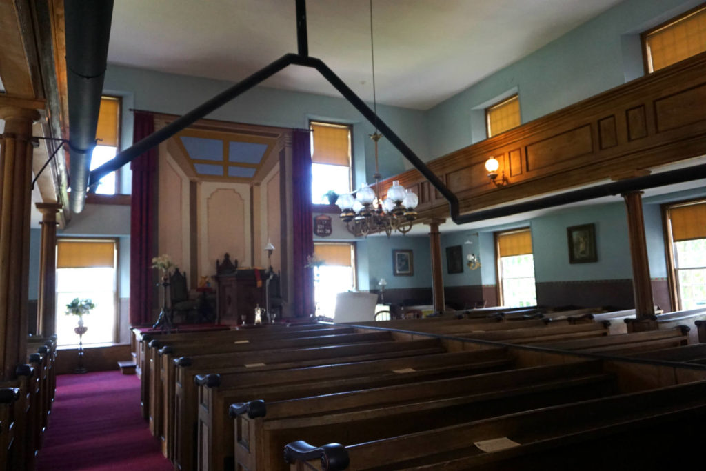 Inside the Cobblestone Universalist Church in Childs, New York