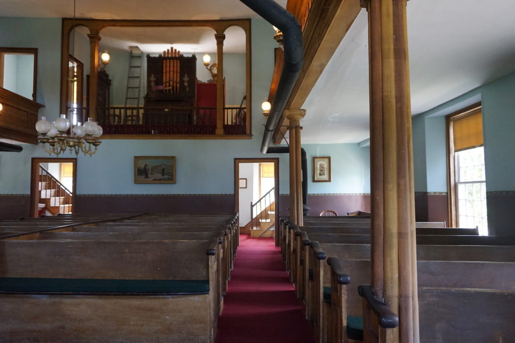 Inside the Sanctuary at the Cobblestone Universalist Church in Childs, New York