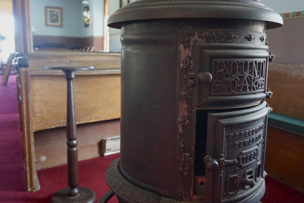 Wood Burning Stove in the Cobblestone Universalist Church in Childs, New York