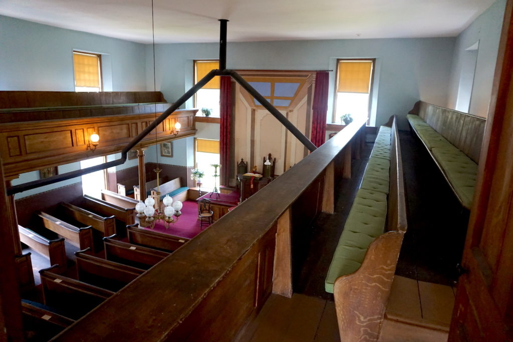 Upstairs Balcony View of the Cobblestone Universalist Church in Childs, New York