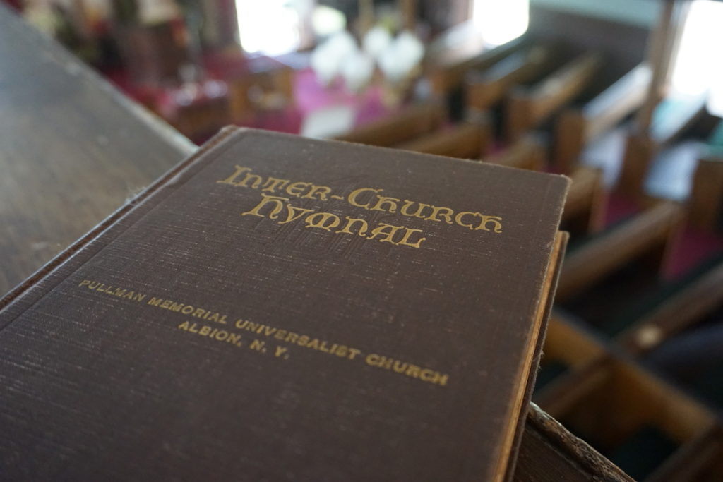 Hymnal at the Cobblestone Universalist Church in Childs, New York