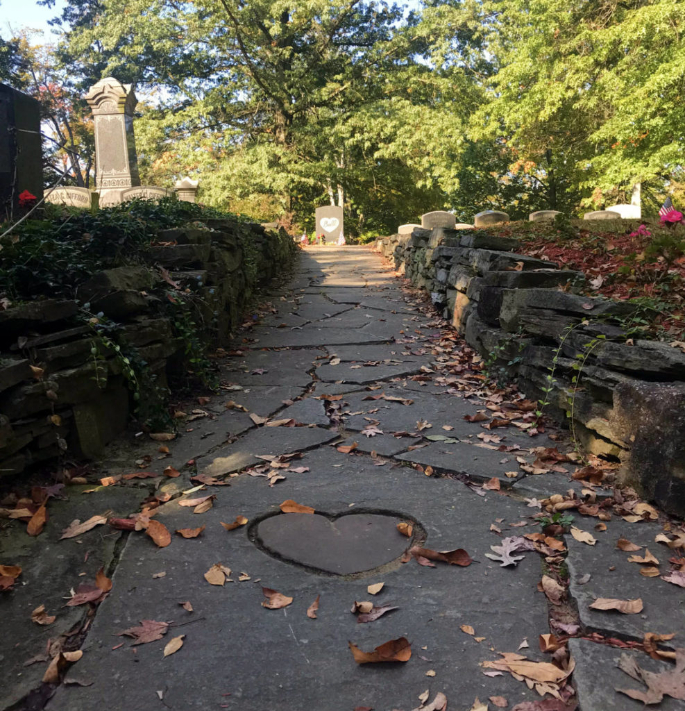 Heart Stone Path to Lucille Ball's Grave in Lake View Cemetery in Jamestown, New York