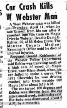 Webster Herald Article on David Bruce Kohler from April 17, 1974