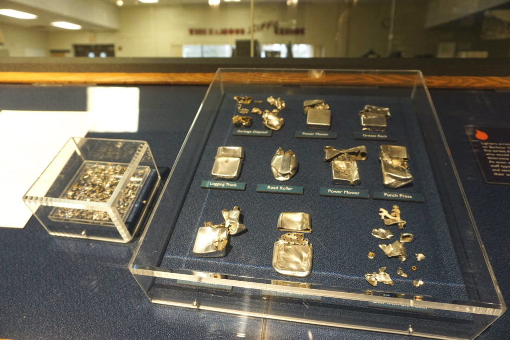 Broken Zippos at the Zippo Case Museum in Bradford, Pennsylvania