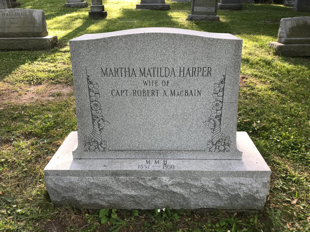 Grave of Martha Mathilda Harper in Riverside Cemetery in Rochester, New York