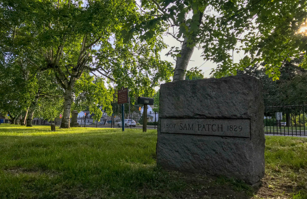 Grave of Sam Patch in Charlotte Cemetery in Rochester, New York