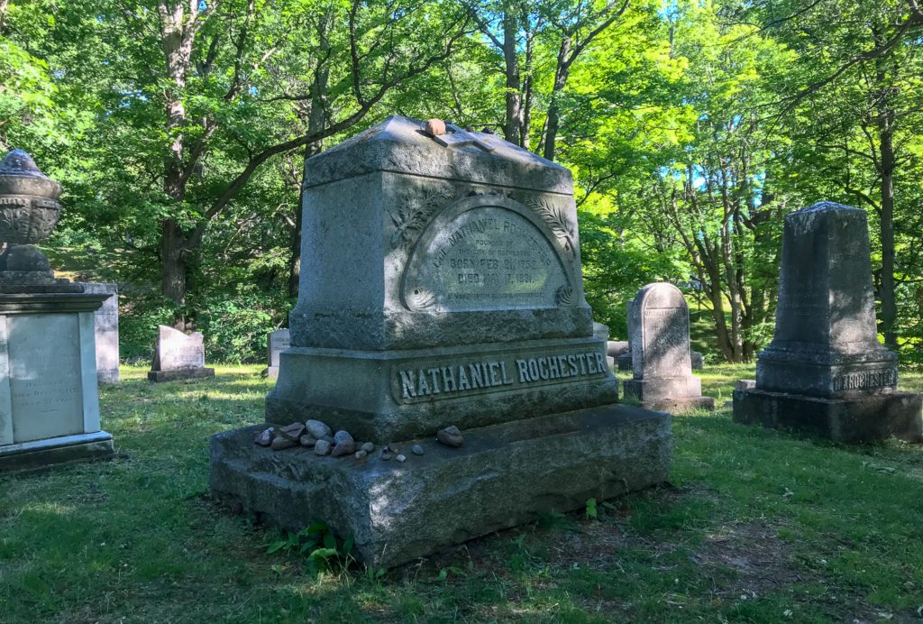 Grave of Nathaniel Rochester in Mt. Hope Cemetery in Rochester, New York