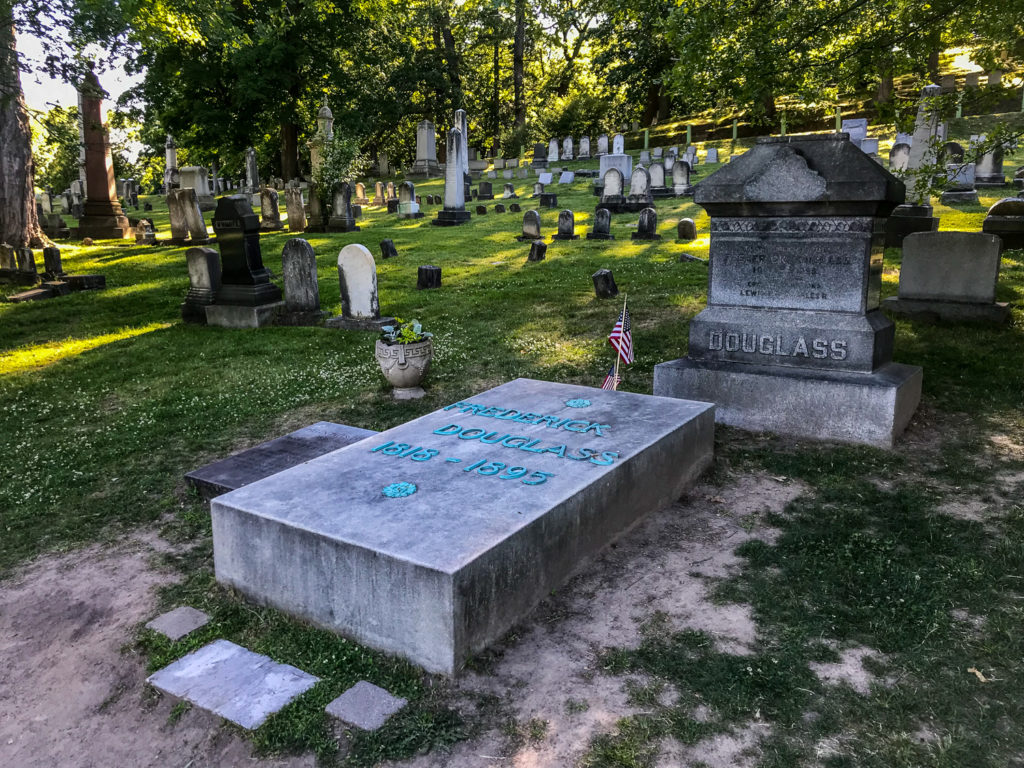 Grave of Frederick Douglass in Mt. Hope Cemetery in Rochester, New York