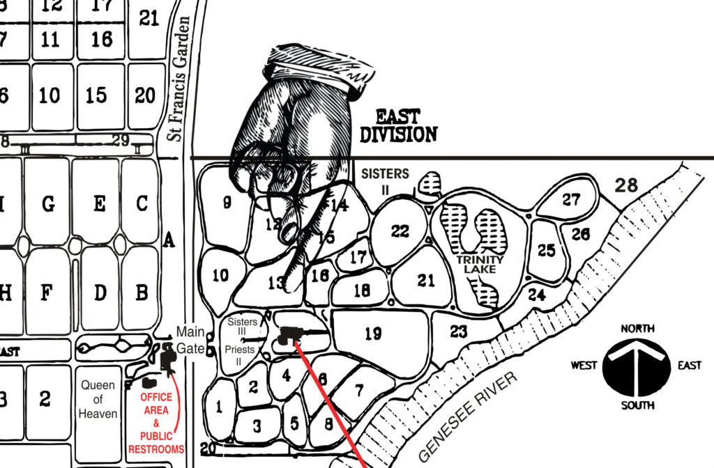 Map to Francis Tumblety Grave