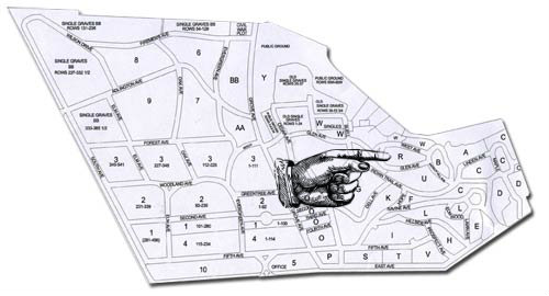 Map to Nathanial Rochester Grave