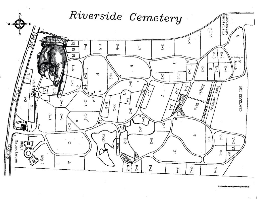 Map to Grave of Kate Gleason in Riverside Cemetery in Rochester, New York