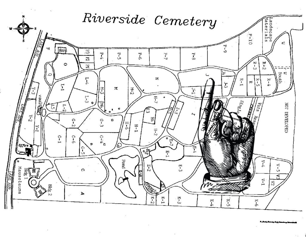 Map to Grave of Martha Mathilda Harper in Riverside Cemetery in Rochester, New York