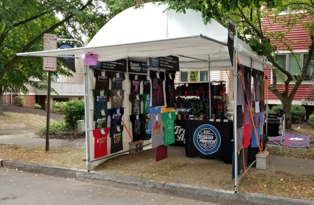 Transit Apparel Booth at the Corn Hill Arts Festival in Rochester