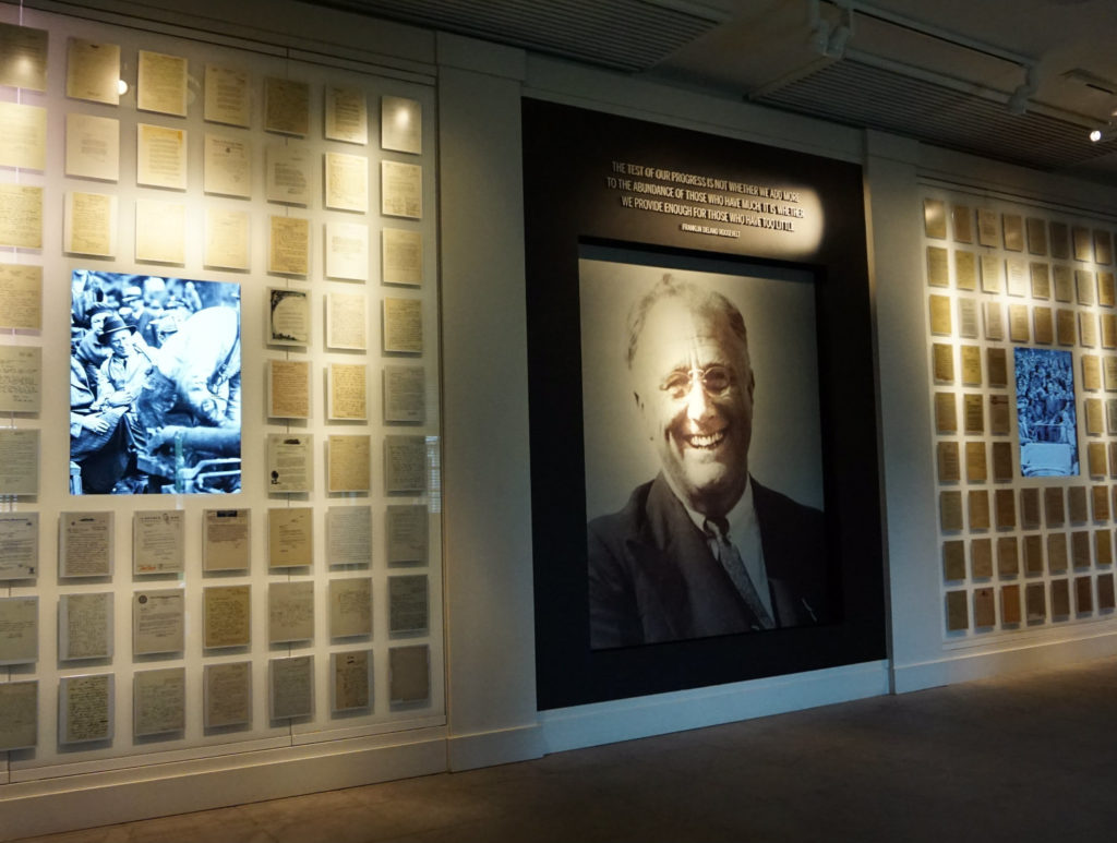 Welcome Area to the FDR Presidential Library and Museum in Hyde Park, New York