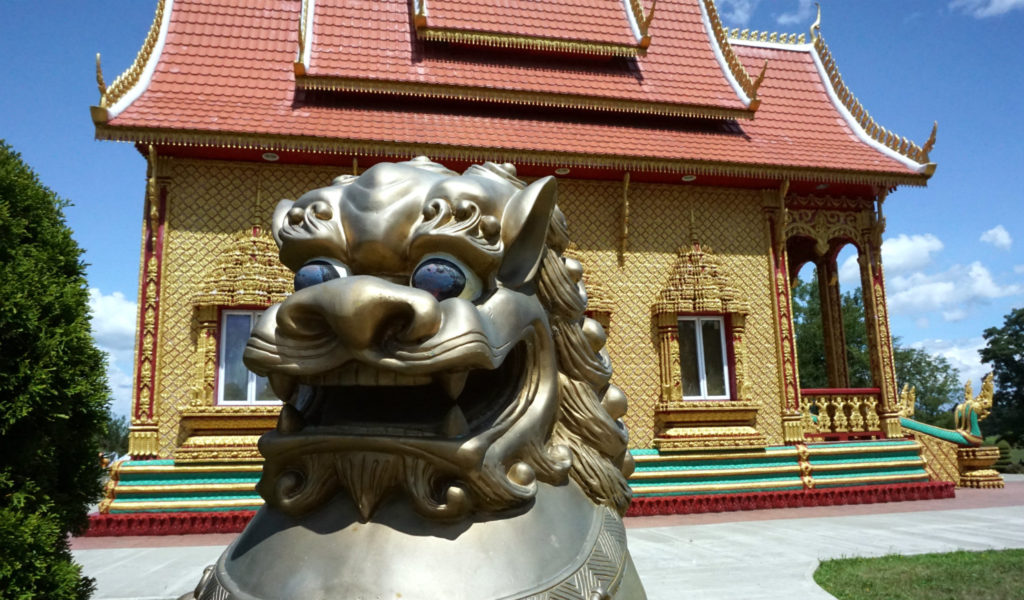 Outside the Temple at the Wat Pa Lao Buddhadham in Henrietta, New York