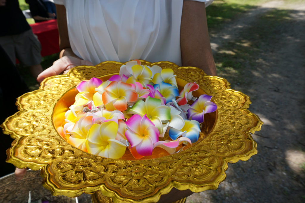 Flowers at Wat Pa Lao Buddhadham in Henrietta, New York