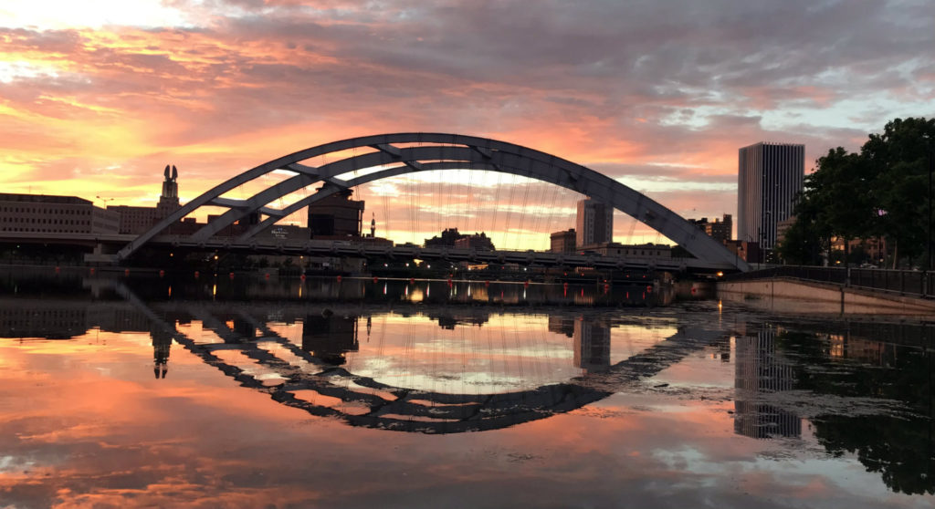 City of Rochester and Genesee River at Sunset