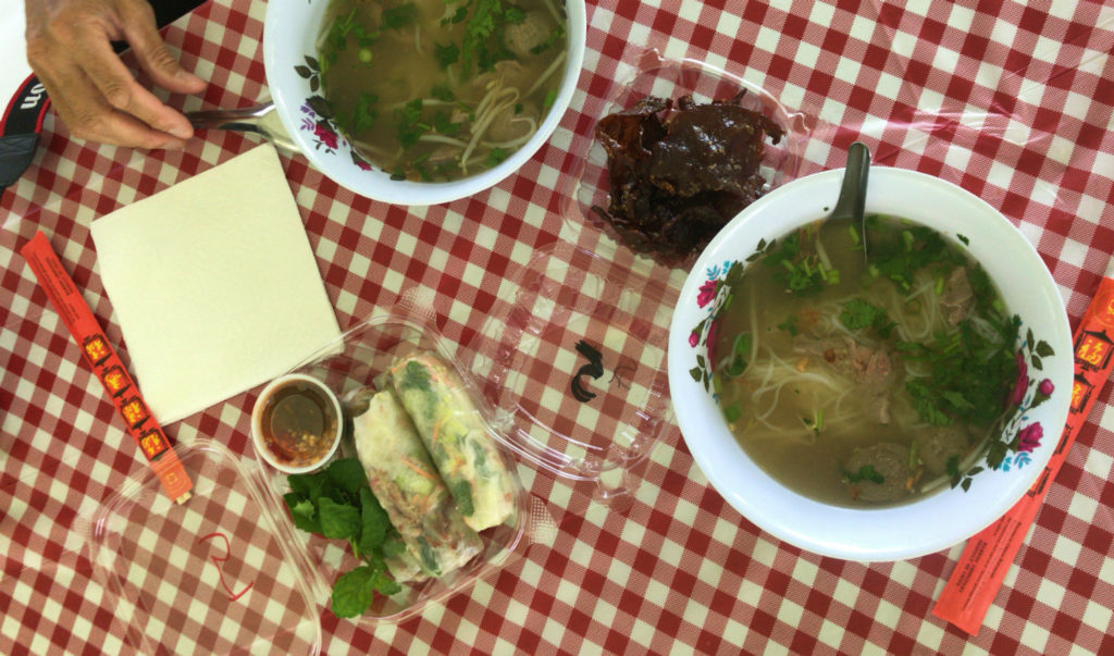 Pho and Spring Rolls at Wat Pa Lao Buddhadham in Henrietta, New York