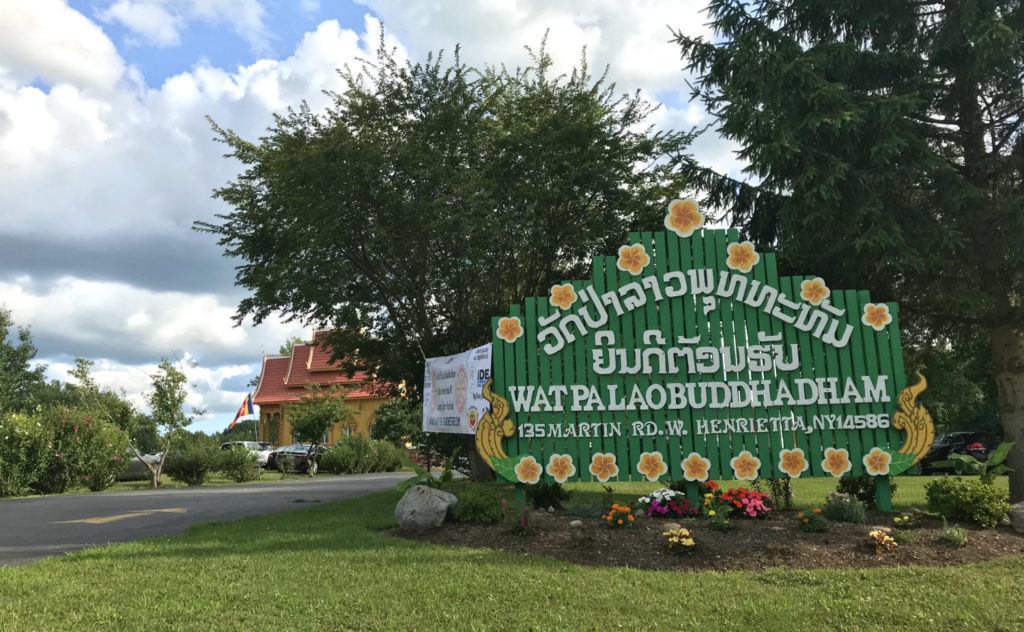 Entrance Signage to Wat Pa Lao Buddhadham in Henrietta, New York