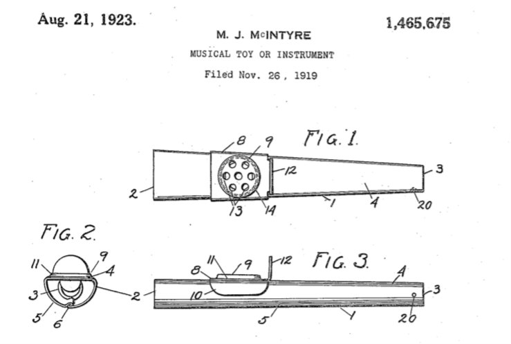 Kazoo Patent Held by Michael McIntyre of Eden, New York