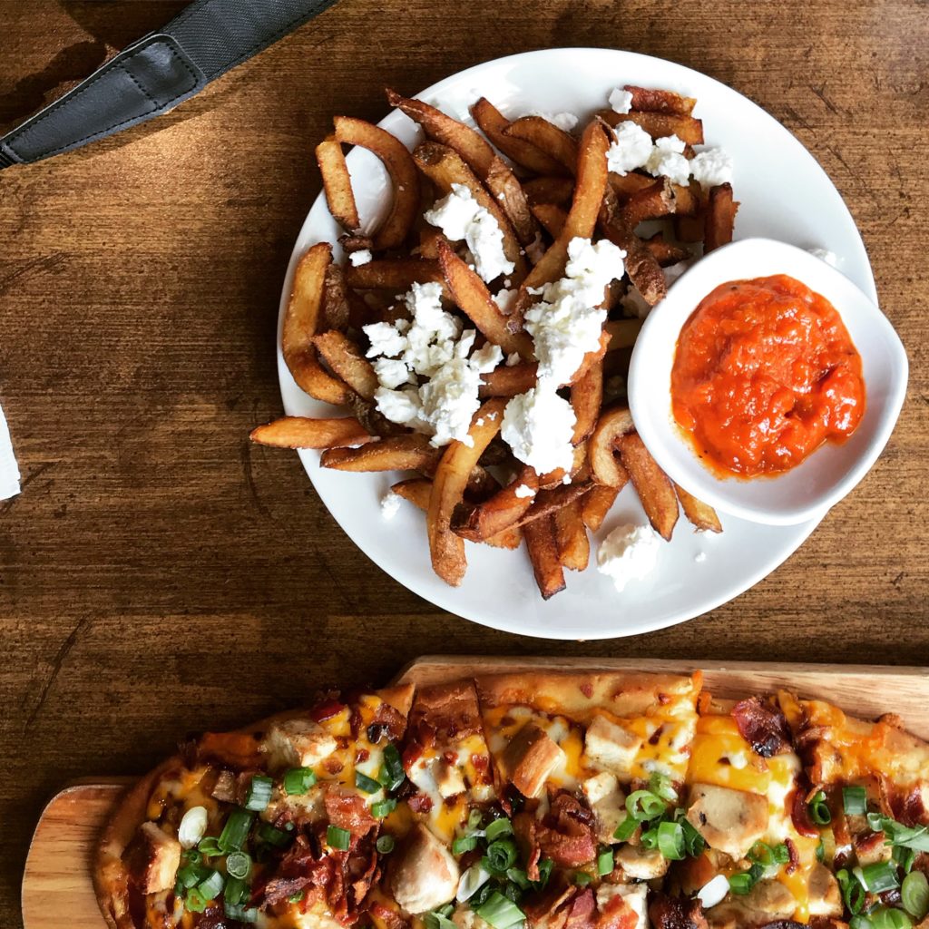 BBQ Chicken Abeetz and Bulgarian Fries at Wild Owl Cafe in Norwich, New York