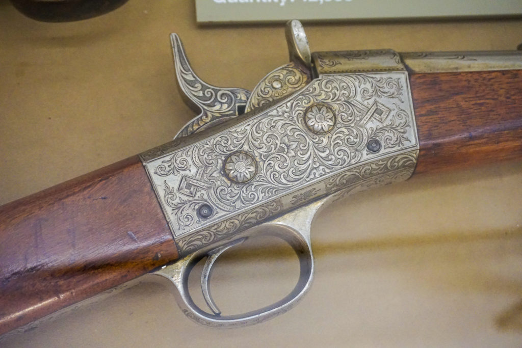 Closeup Detail of Engraving on Remington Rifle