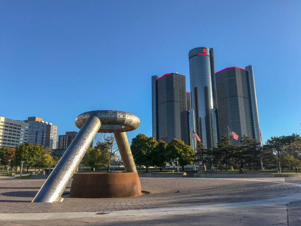 Horace B Dogde Fountain near Hart Plaza in Detroit, Michigan