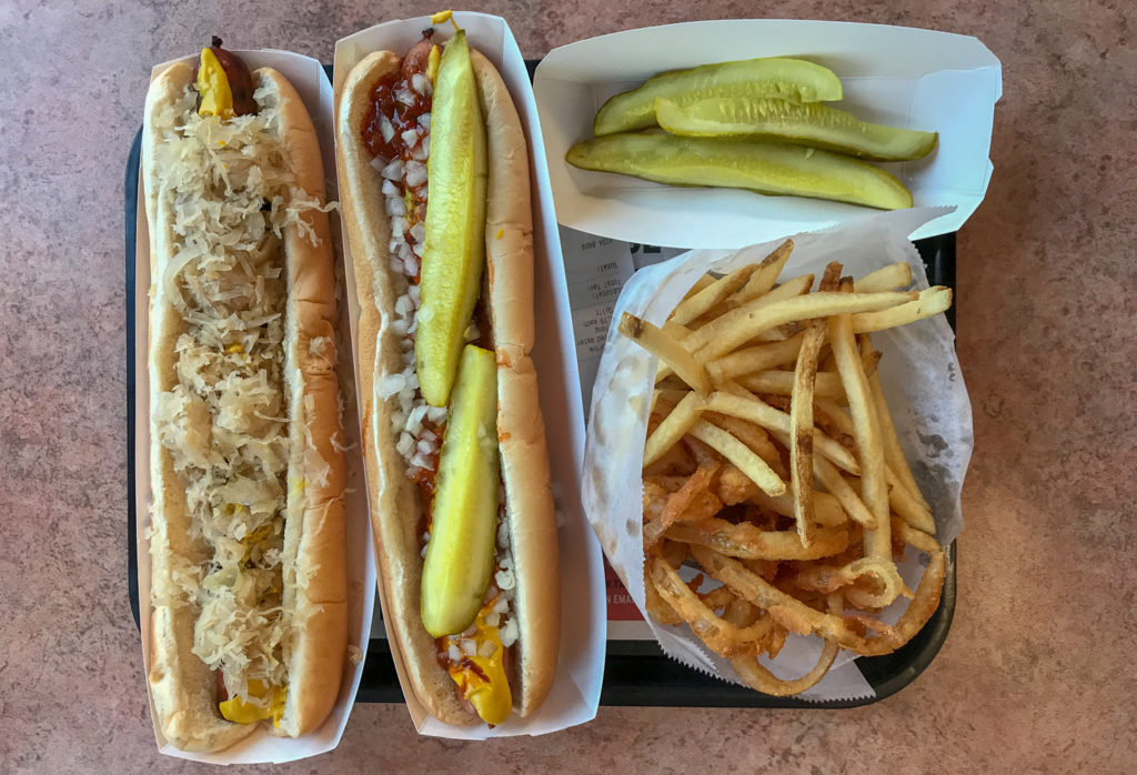 Foot Longs at Ted's Hot Dogs in Lockport, New York, Niagara County
