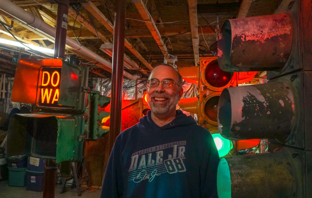 Tony Taurisano of Rome, New York with his Traffic Light Collection