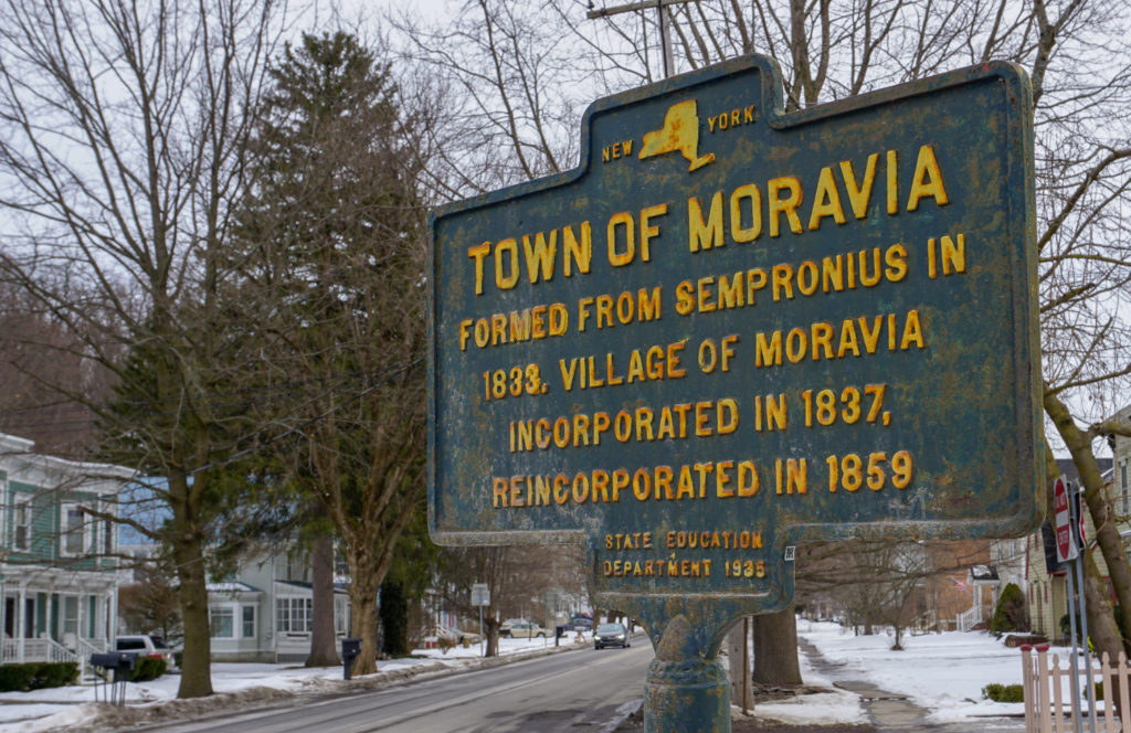 Town of Moravia Historical Marker in Cayuga County