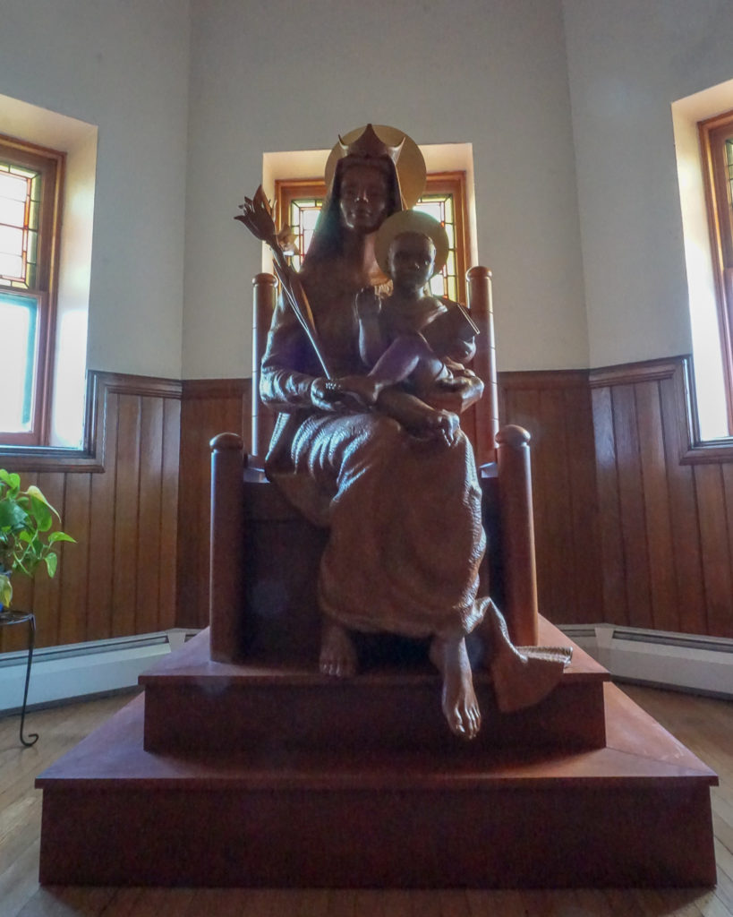 Virgin Mary Carved Statue at Trinity Episcopal Church in Seneca Falls