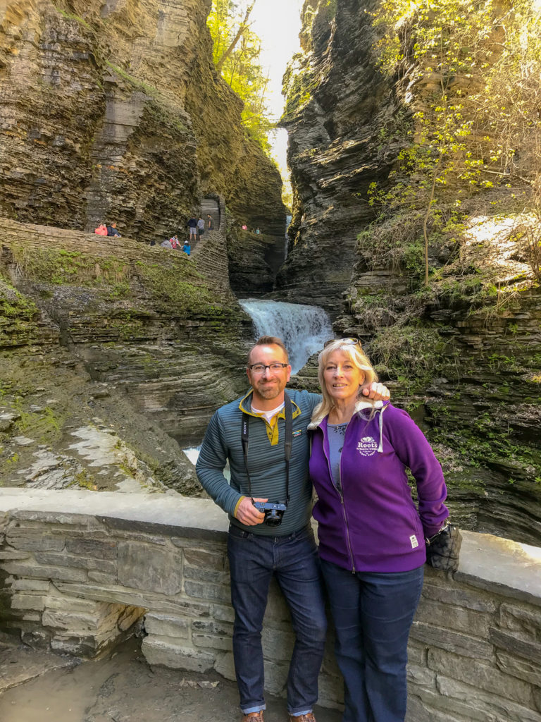 Chris Clemens of Exploring Upstate and Mom in Watkins Glen State Park Gorge