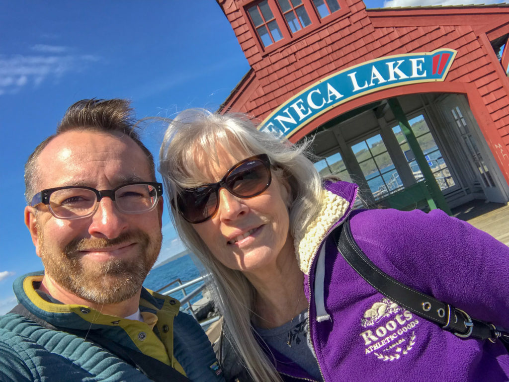 Chris Clemens of Exploring Upstate and mom on Seneca Lake in Watkins Glen