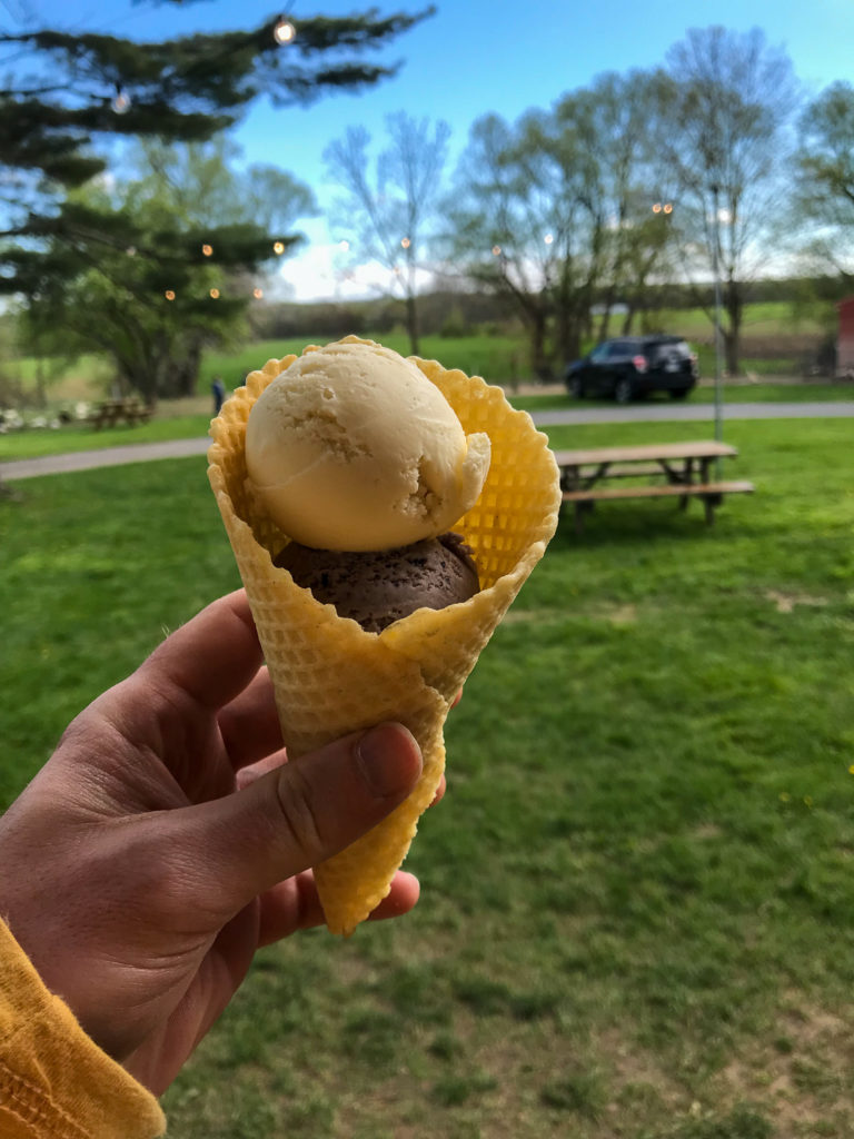 Cone At Spotted Duck Creamery in Penn Yan, NY