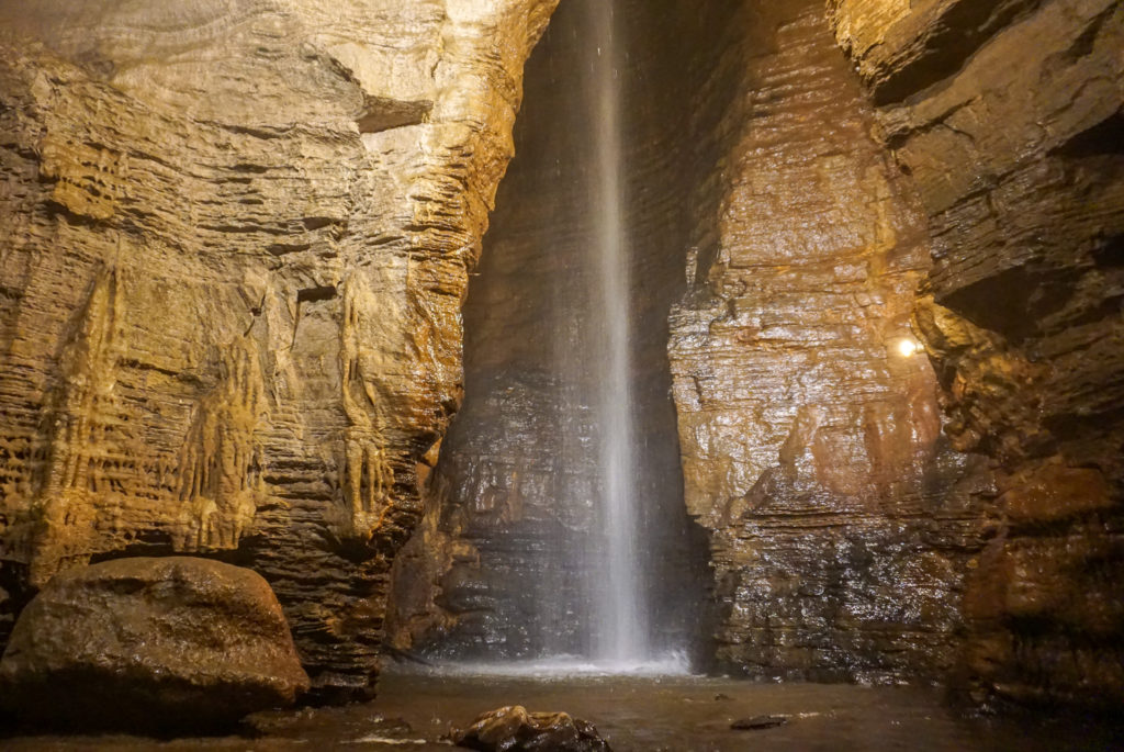 100 Foot Waterfall Inside Secret Caverns in Schoharie County