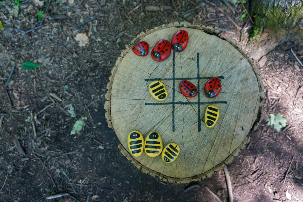 Ladybug Tic-Tac-Toe on the Fairy Trail in Mendon Ponds Park near Rochester