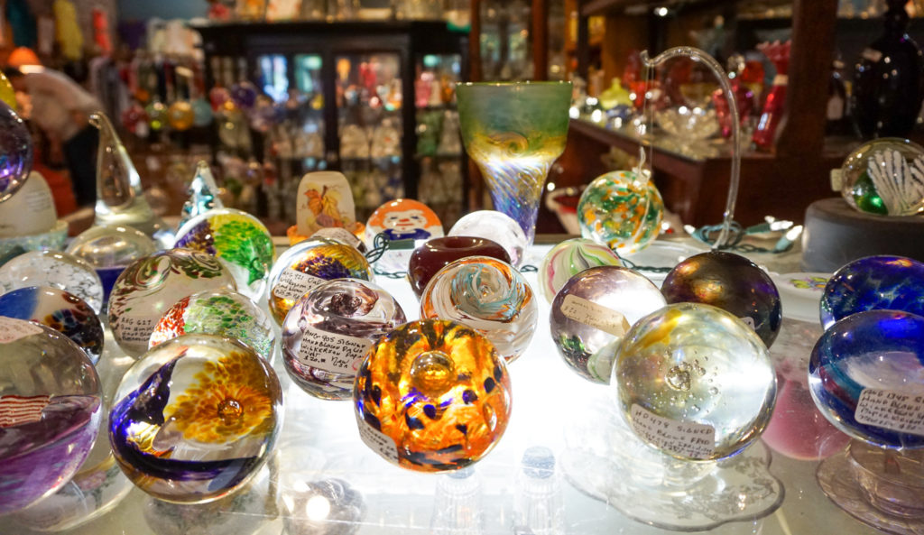 Handblown Glass Paperweights at shop in Angelica, New York