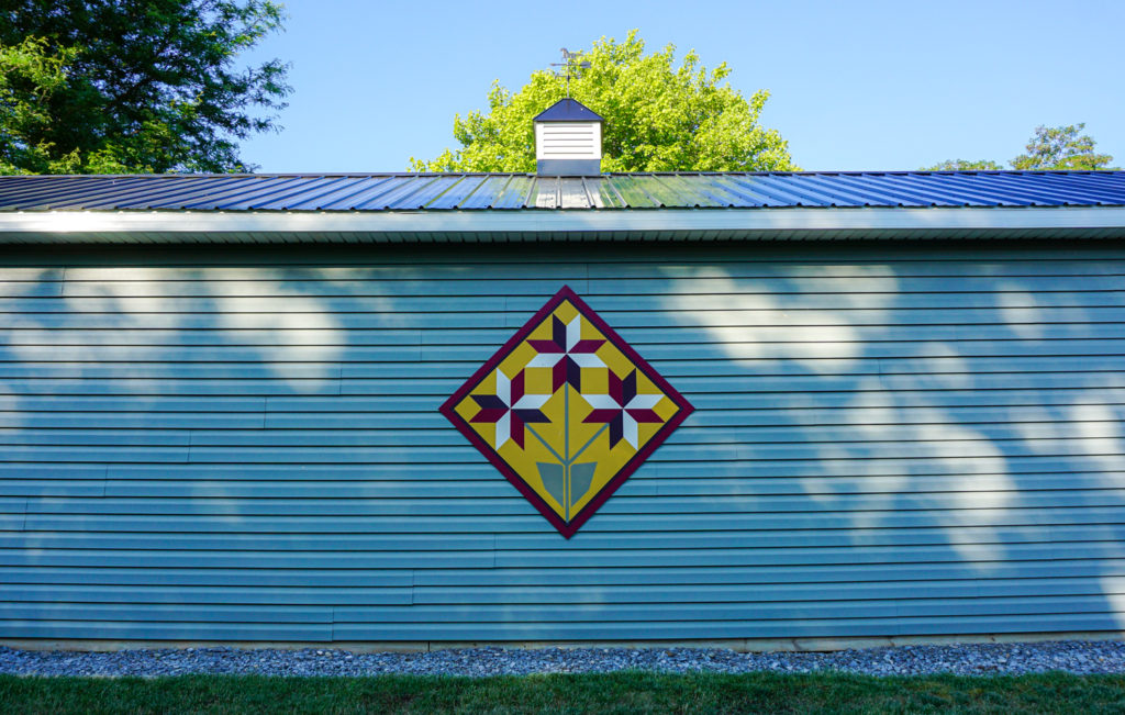 Hamlet of Mertensia Summer barn quilt in Farmington, New York