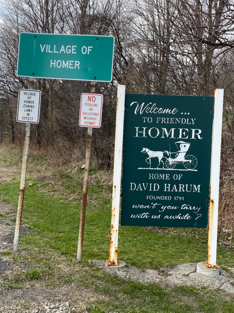 Village Of Homer Welcome Signs Mentioning David Harum